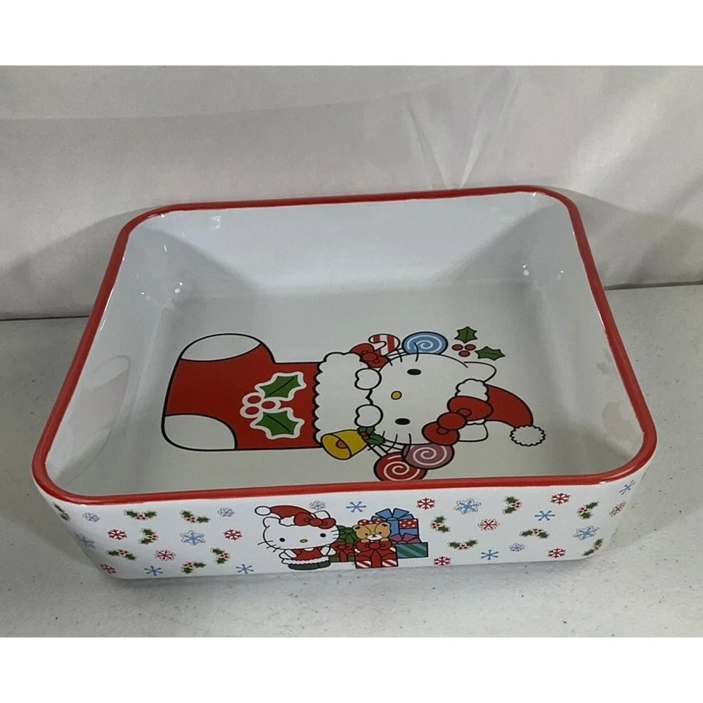 Sanrio Hello Kitty Stocking Christmas Square Baking Dish Casserole Pan